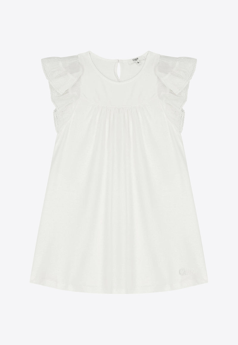 Chloé Kids Girls Ruffled Dress White C20439/117_OFF-WHITE
