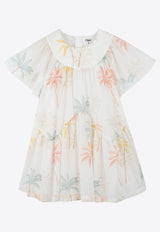 Chloé Kids Girls Palm Tree Print Dress White C20443/Z41_MULTI COLO