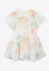 Chloé Kids Girls Palm Tree Print Dress White C20443/Z41_MULTI COLO