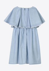Chloé Kids Girls Short-Sleeved Ruffled Dress Blue C20449/Z04_DENIM