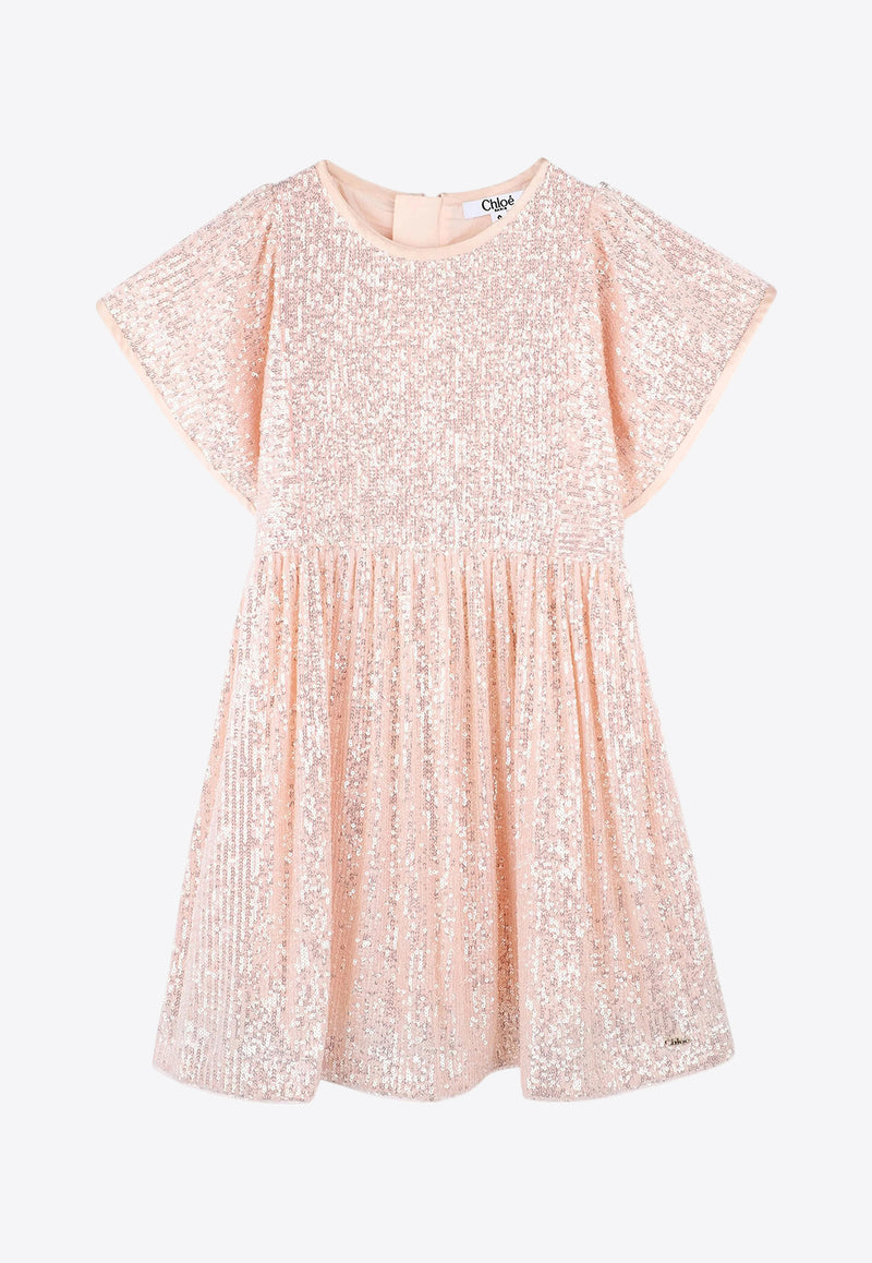 Chloé Kids Girls Sequined Dress Pink C20450/46J_PINK