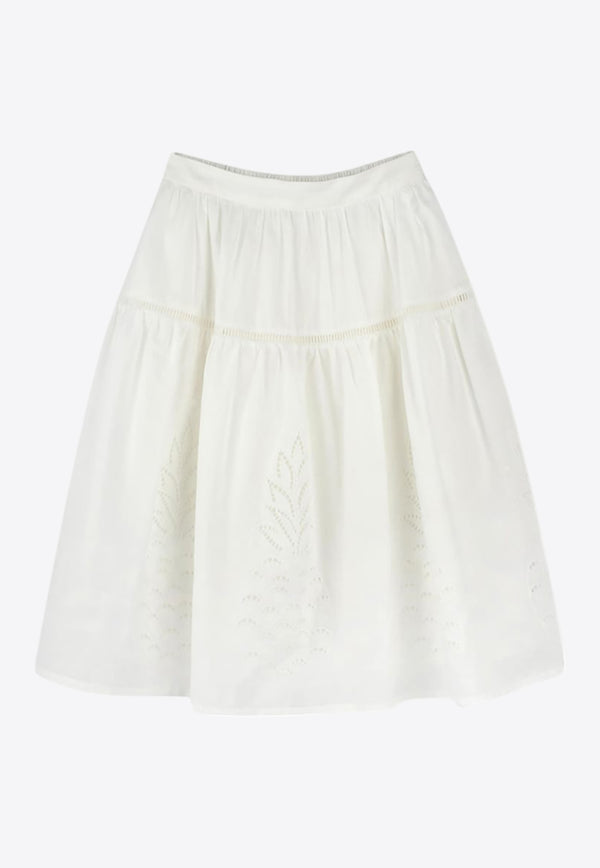 Chloé Kids Girls Broderie Anglaise Skirt White C20454/117_OFF-WHITE