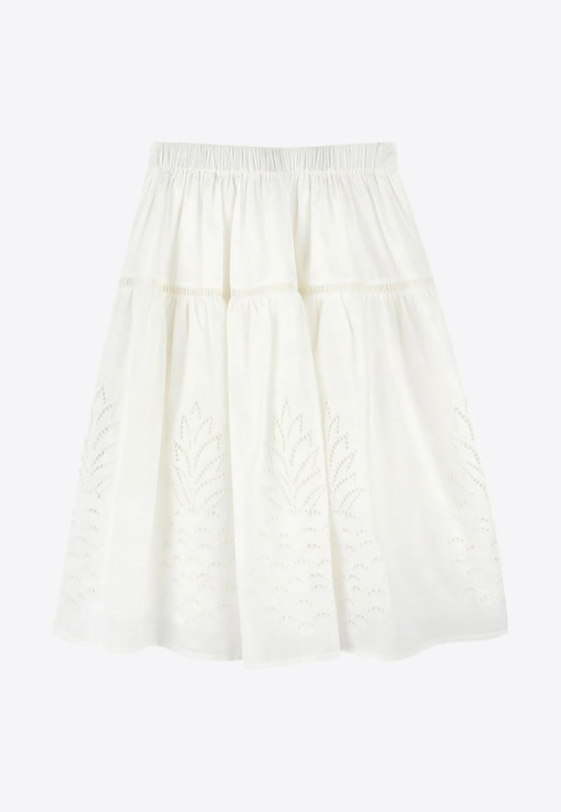 Chloé Kids Girls Broderie Anglaise Skirt White C20454/117_OFF-WHITE