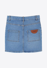 Chloé Kids Girls Logo Patch Denim Skirt Blue C20456/Z04_DENIM