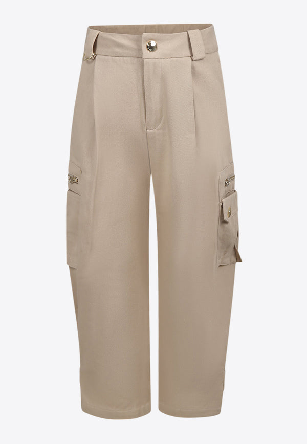 Chloé Kids Girls Straight-Leg Cargo Pants Beige C20461/281_BEIGE