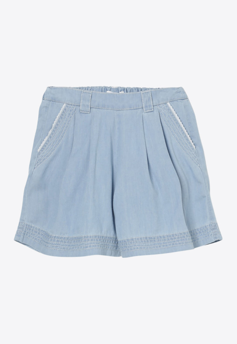 Chloé Kids Girls Denim Bermuda Shorts Blue C20469/Z04_DENIM