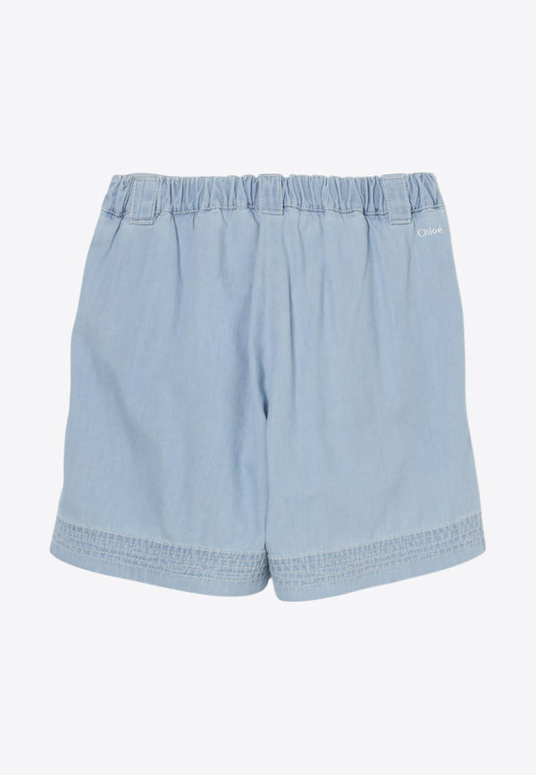 Chloé Kids Girls Denim Bermuda Shorts Blue C20469/Z04_DENIM