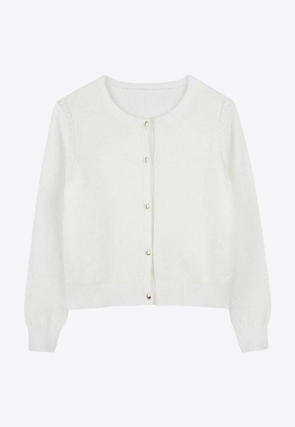 Chloé Kids Girl Button-Up Knit Cardigan White C20475/117_OFF-WHITE