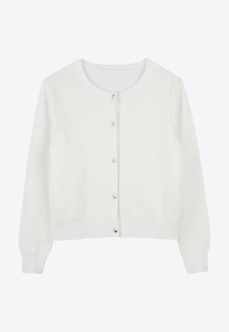 Chloé Kids Girl Button-Up Knit Cardigan White C20475/117_OFF-WHITE