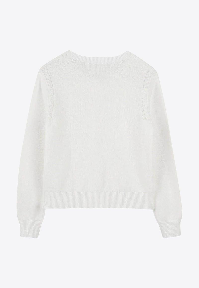 Chloé Kids Girl Button-Up Knit Cardigan White C20475/117_OFF-WHITE