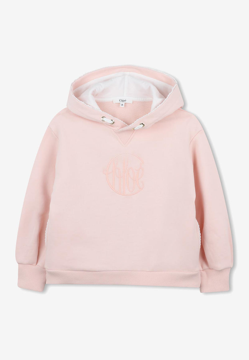 Chloé Kids Girls Logo Embroidered Hooded Sweatshirt Pink C20480/46J_PINK