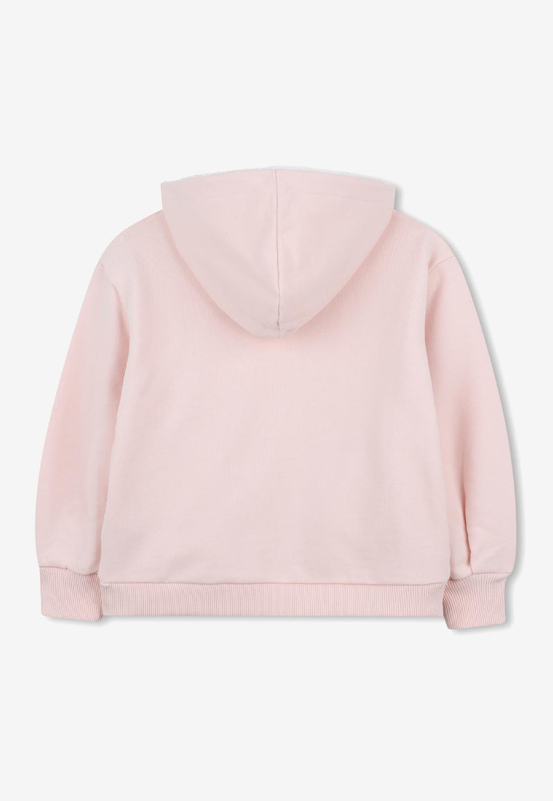 Chloé Kids Girls Logo Embroidered Hooded Sweatshirt Pink C20480/46J_PINK