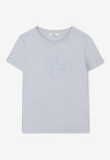 Chloé Kids Girls Logo Embroidered T-shirt Light Blue C20484/796_LIGHT BLUE