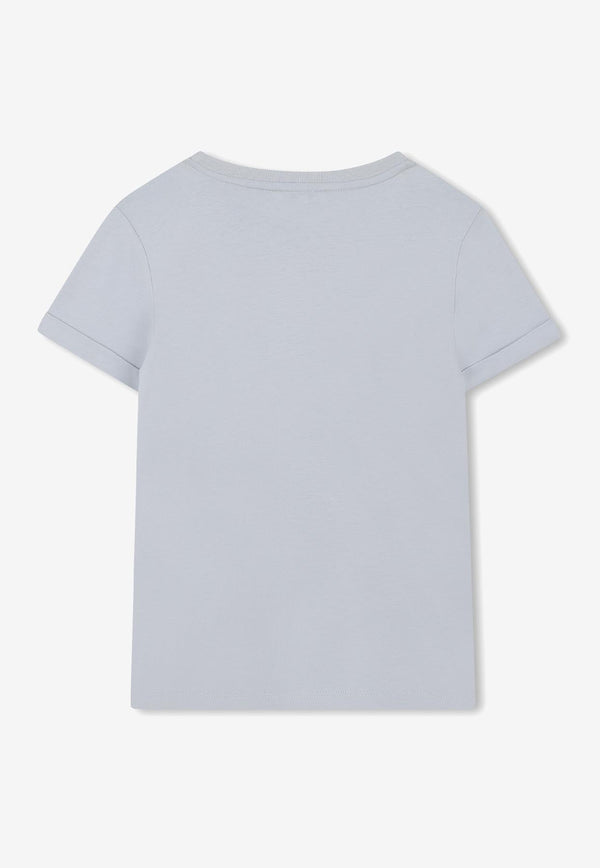 Chloé Kids Girls Logo Embroidered T-shirt Light Blue C20484/796_LIGHT BLUE