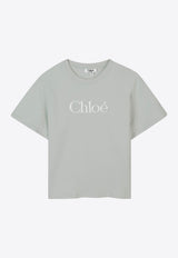 Chloé Kids Girls Logo Embroidered T-shirt Green C20485/73H_LIGHT GREE
