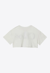 Chloé Kids Girls Logo Print Cropped T-shirt White C20486/117_OFF-WHITE