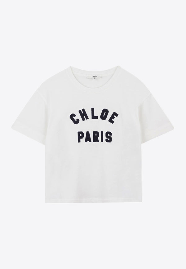 Chloé Kids Girls Logo Lettering T-shirt White C20489/117_OFF-WHITE