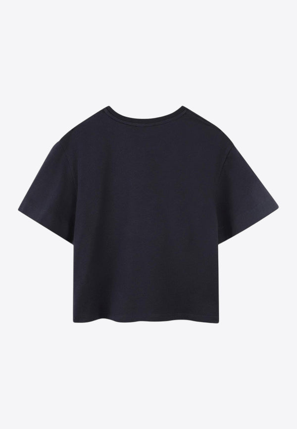 Chloé Kids Girls Logo Lettering T-shirt Navy C20489/859_NAVY