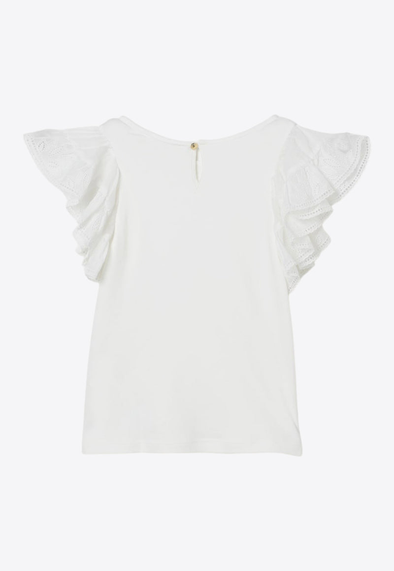 Chloé Kids Girls Short-Sleeved Ruffled Top White C20490/117_OFF-WHITE