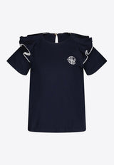 Chloé Kids Girls Logo Embroidered Ruffled Top Navy C20491/859_NAVY