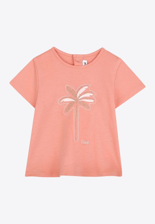 Chloé Kids Baby Girls Palm Tree Print Top Peach C20523/48D_PEACH