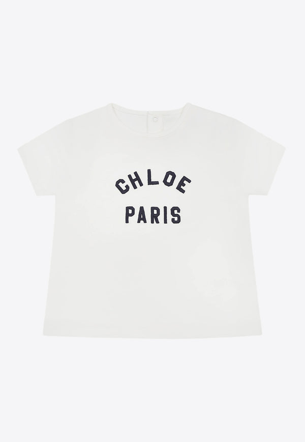 Chloé Kids Baby Girls Logo Lettering T-shirt White C20525/117_OFF-WHITE