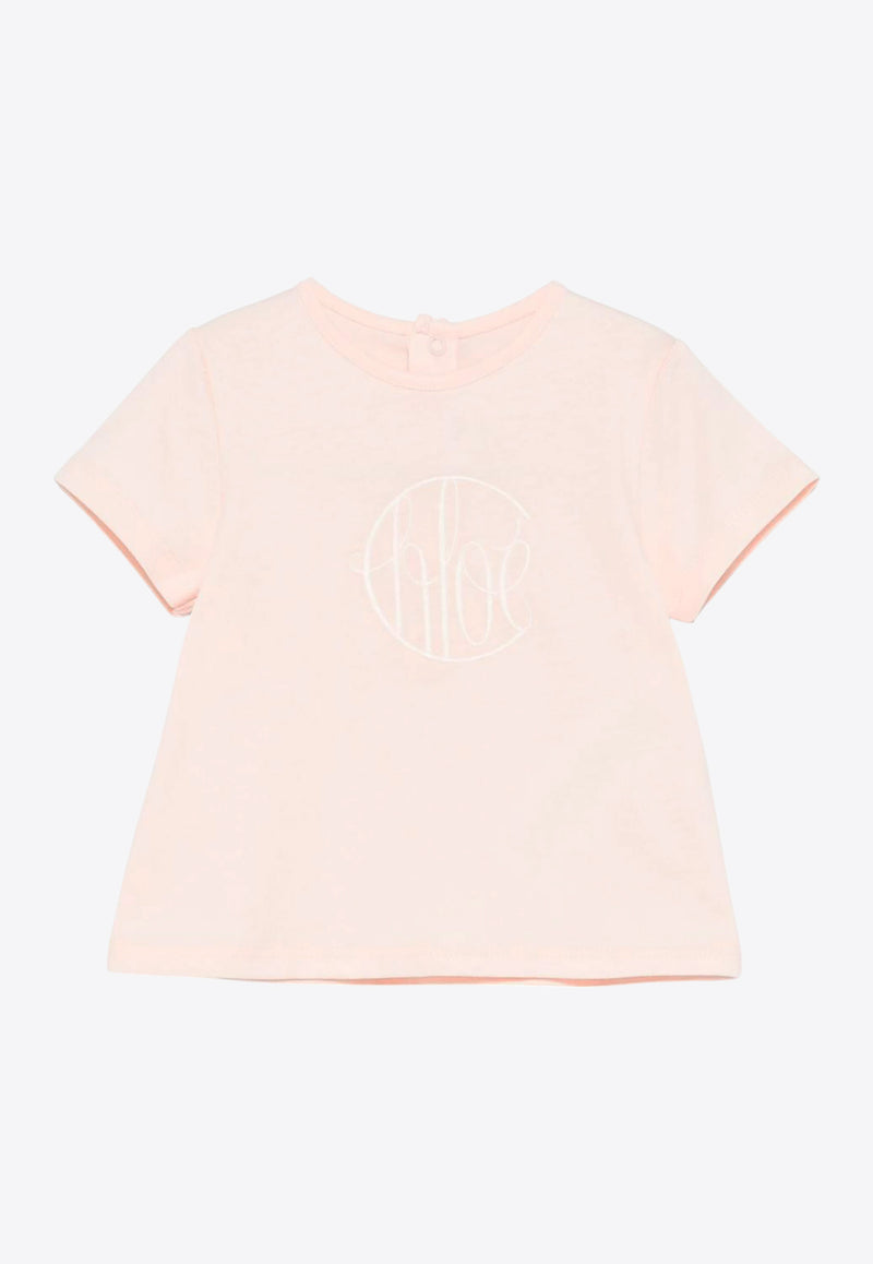 Chloé Kids Baby Girls Logo Embroidered T-shirt Pink C20525/46J_PINK
