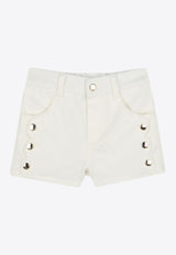 Chloé Kids Baby Girls Logo Patch Denim Shorts White C20530/117_OFF-WHITE