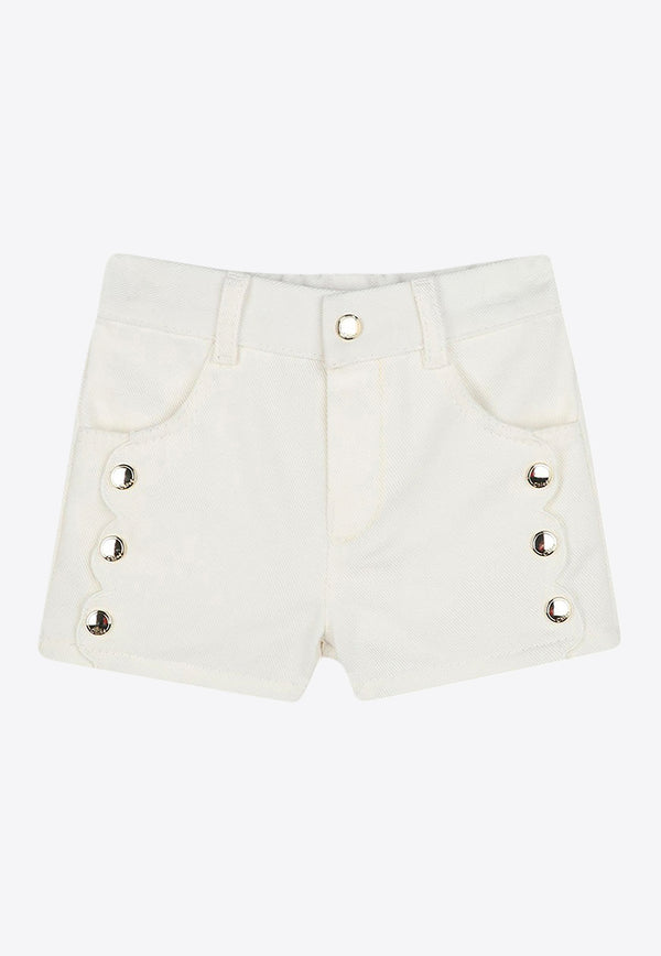 Chloé Kids Baby Girls Logo Patch Denim Shorts White C20530/117_OFF-WHITE