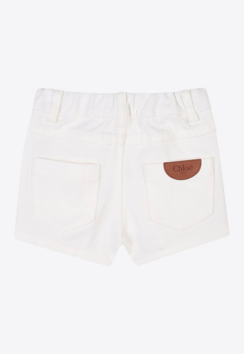 Chloé Kids Baby Girls Logo Patch Denim Shorts White C20530/117_OFF-WHITE