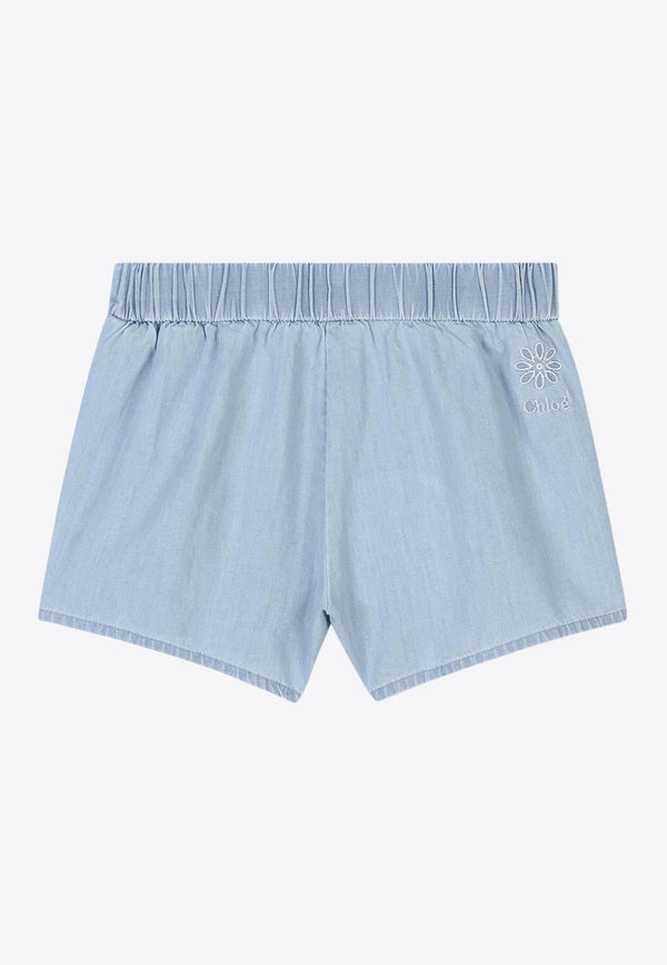 Chloé Kids Baby Girls Floral Denim Shorts C20539/Z27_DENIM