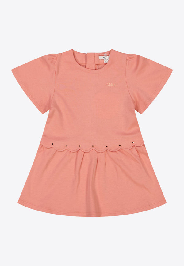 Chloé Kids Baby Girls Logo Embroidered Dress C20547/48D_PEACH