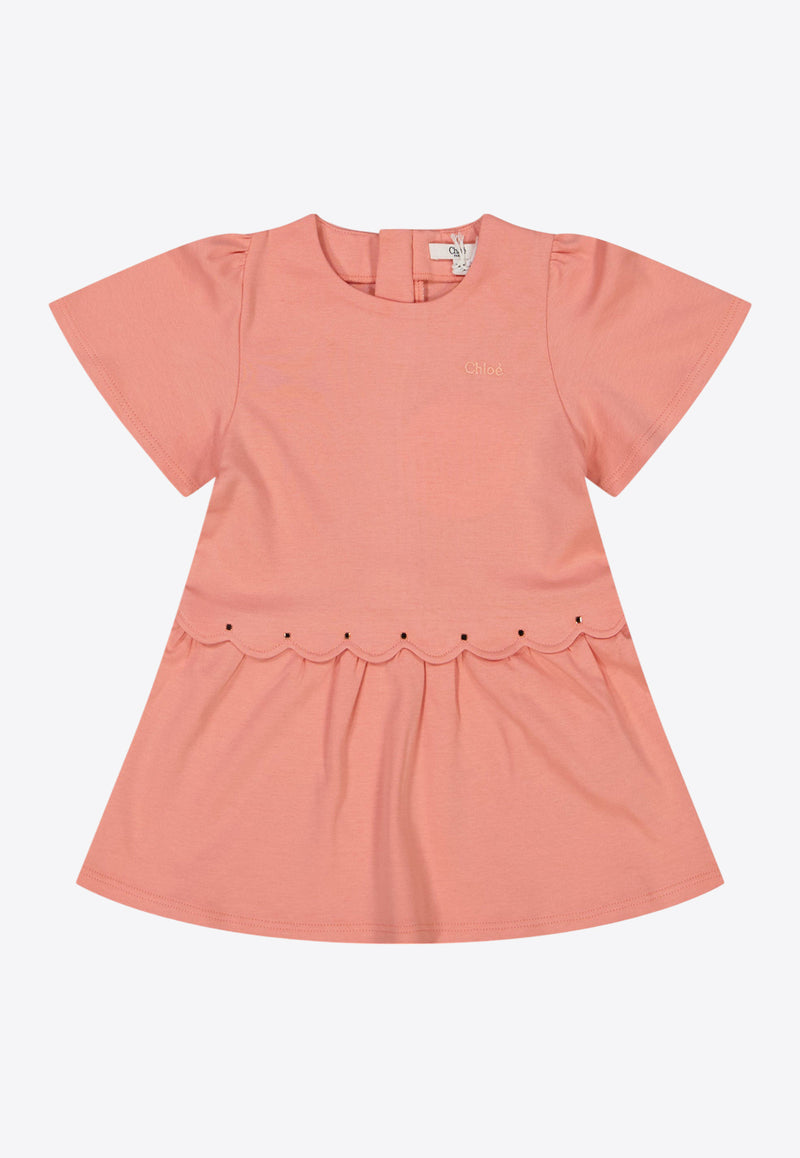Chloé Kids Baby Girls Logo Embroidered Dress C20547/48D_PEACH