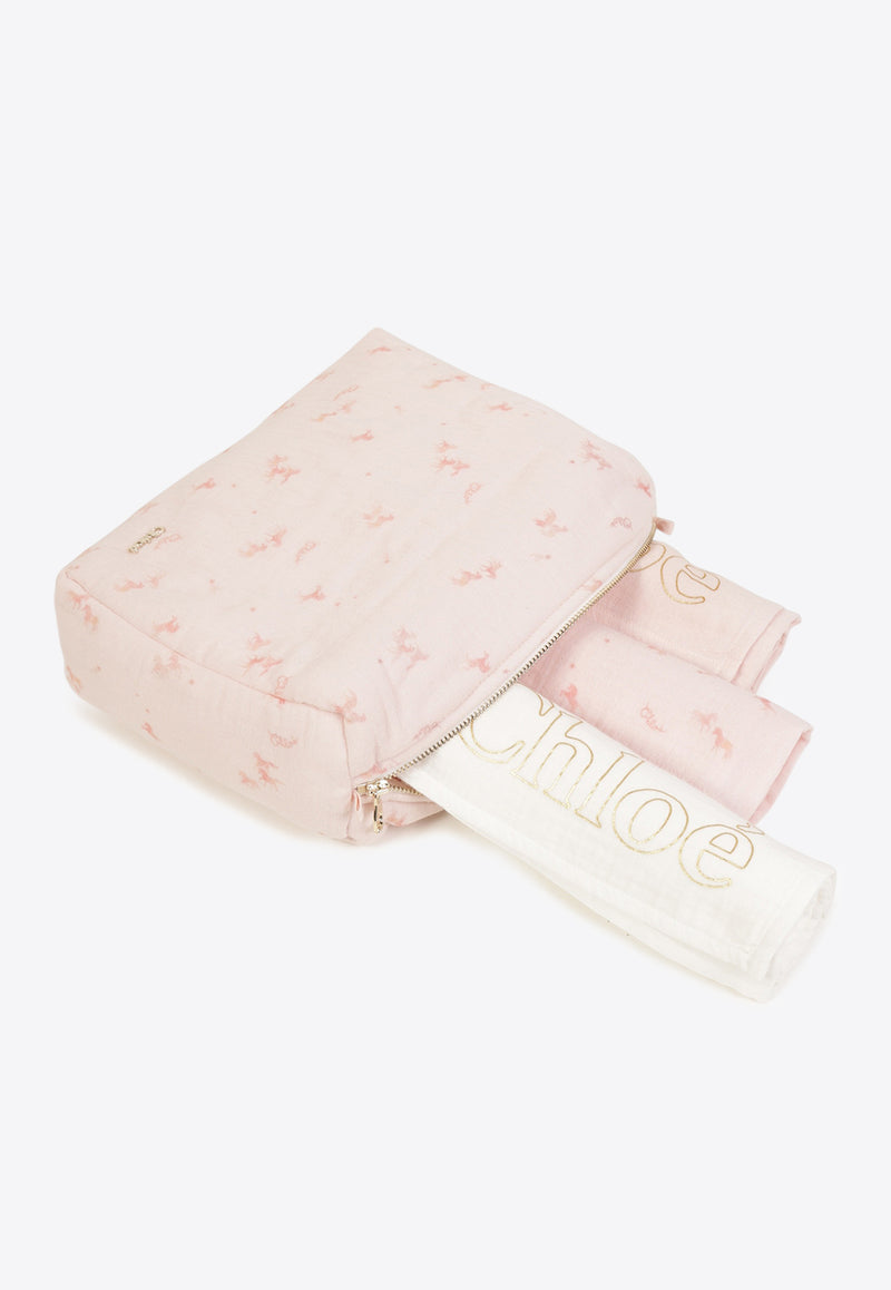 Chloé Kids Babies All-Over Logo Print Blanket Gift Set - Set of 3 C20561/Z41_MULTI COLO