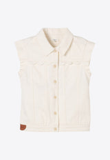 Chloé Kids Girls Scallop Denim Waistcoat C20600/117_OFF-WHITE