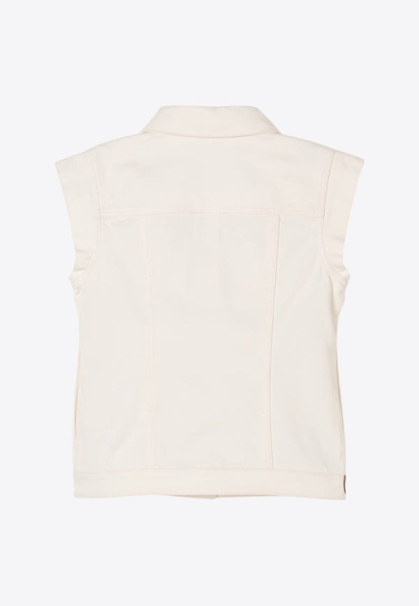 Chloé Kids Girls Scallop Denim Waistcoat C20600/117_OFF-WHITE