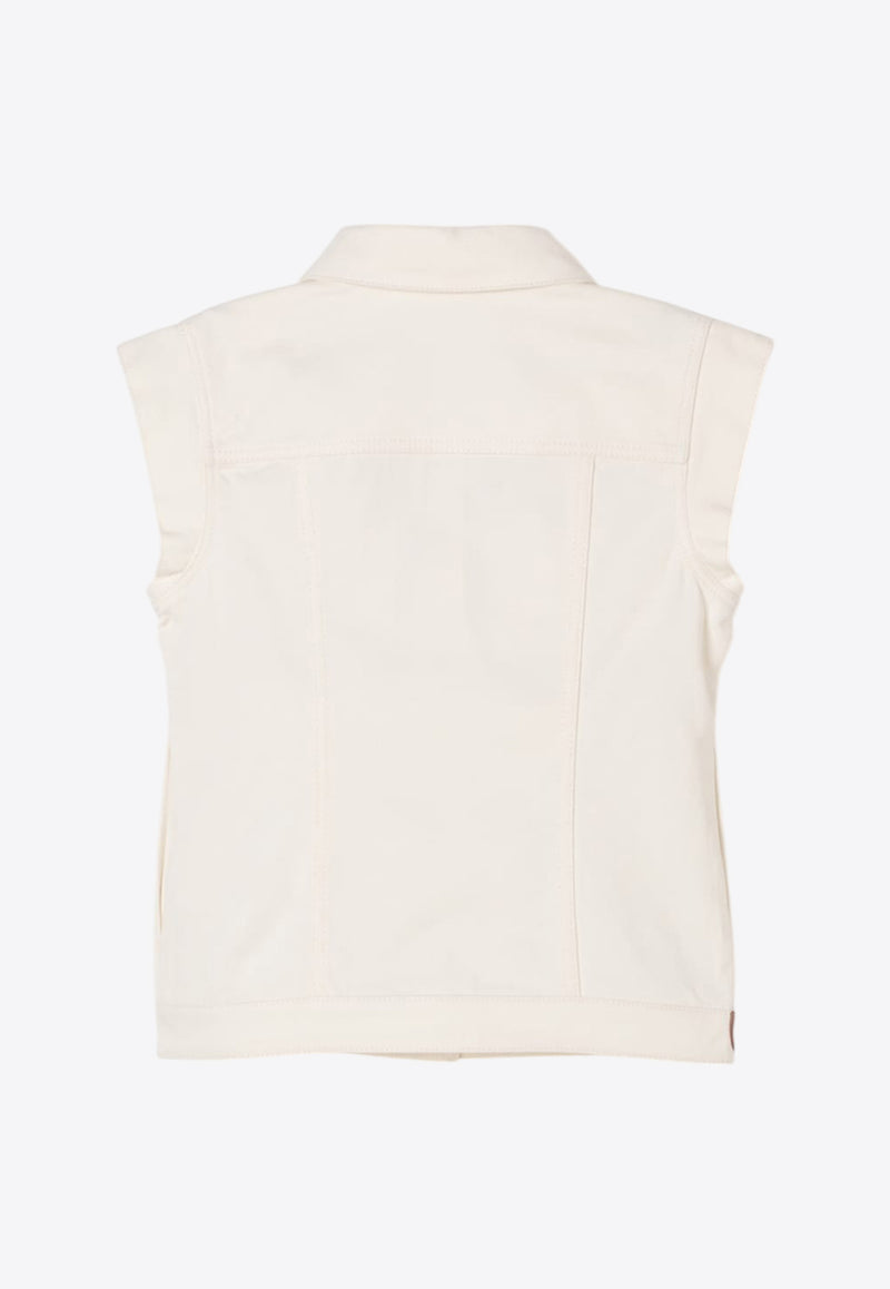 Chloé Kids Girls Scallop Denim Waistcoat C20600/117_OFF-WHITE