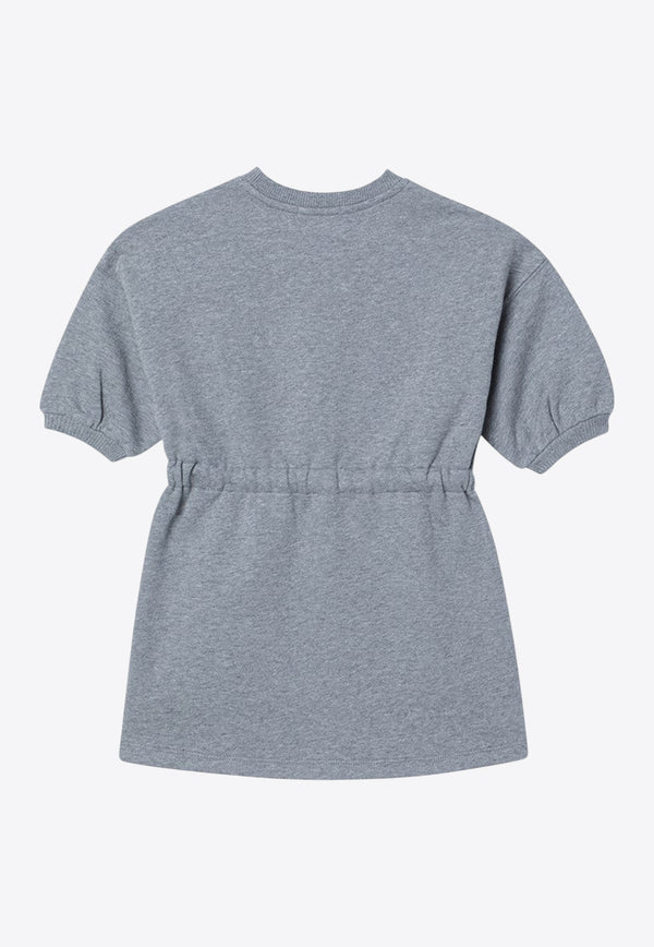 Chloé Kids Girls Drawstring Waist Logo Dress Gray C20617-BCO/R_CHLOE-A46