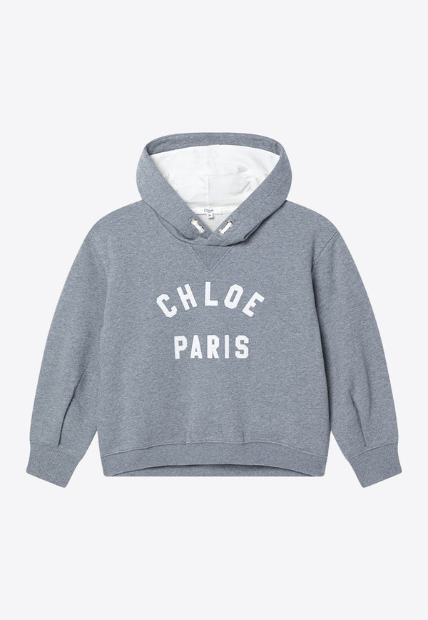 Chloé Kids Girls Logo Print Hooded Sweatshirt Gray C20646CO/R_CHLOE-A46