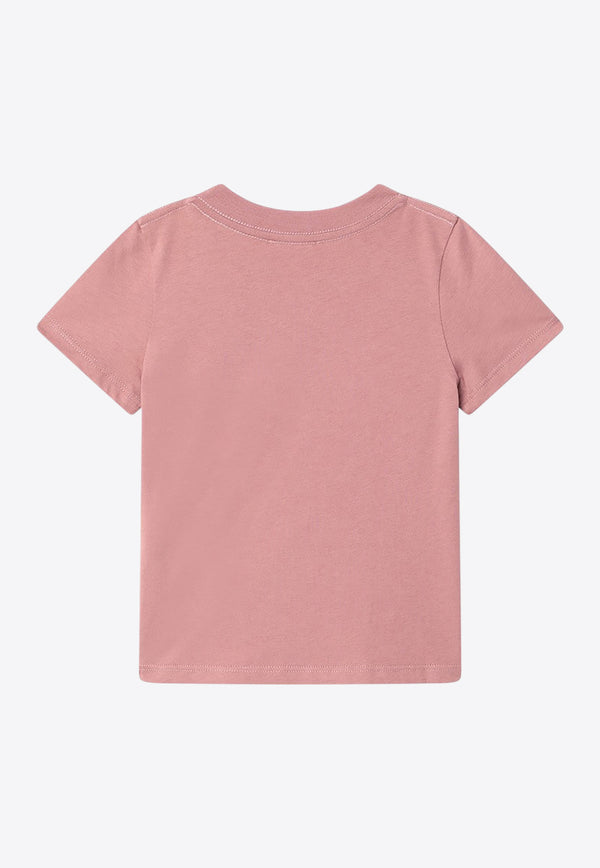 Chloé Kids Girls Flocked-Logo T-shirt Pink C20652-BCO/R_CHLOE-47K