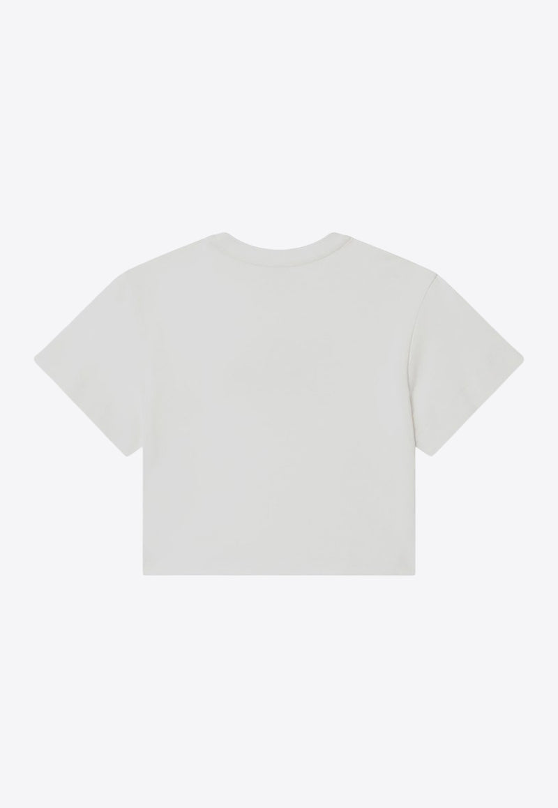 Chloé Kids Girls Embroidered Logo Cropped T-shirt White C20655-BCO/R_CHLOE-117