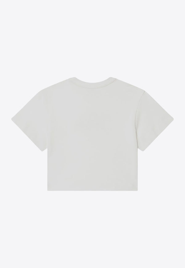 Chloé Kids Girls Embroidered Logo Cropped T-shirt White C20655-CCO/R_CHLOE-117