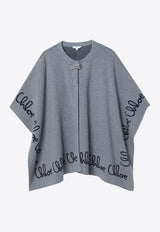 Chloé Kids Girls Embroidered Logo Poncho Gray C20667CO/R_CHLOE-A46