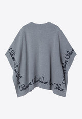 Chloé Kids Girls Embroidered Logo Poncho Gray C20667CO/R_CHLOE-A46