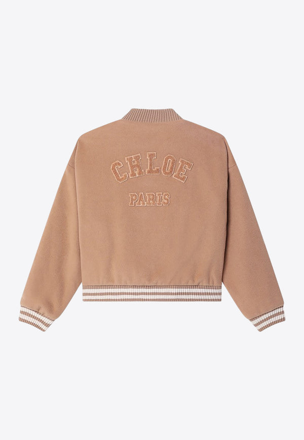 Chloé Kids Girls Wool-Blend Bomber Jacket Pink C20668-BWO/R_CHLOE-231