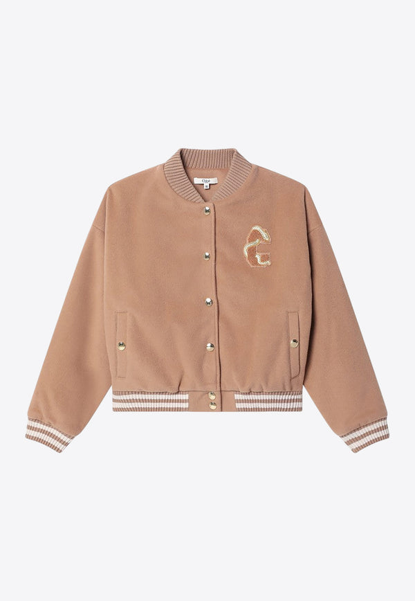 Chloé Kids Girls Wool-Blend Bomber Jacket Pink C20668WO/R_CHLOE-231