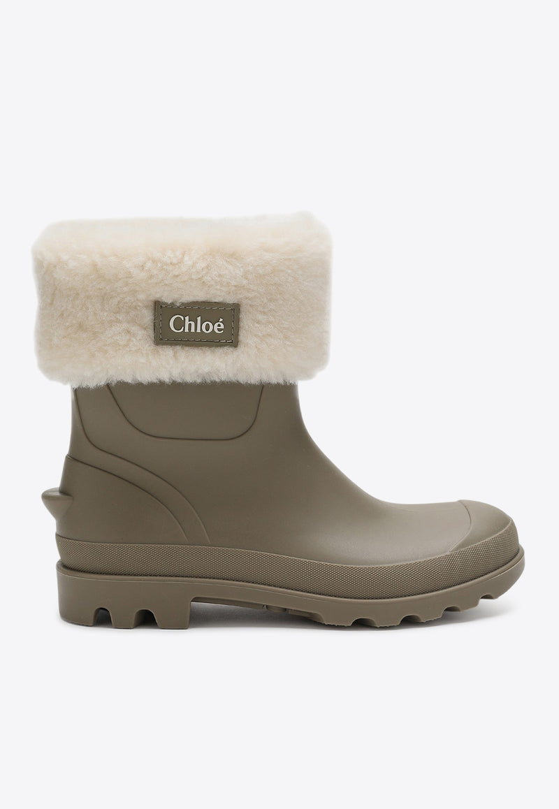 Chloé Kids Girls Vetiver Shearling Rubber Boots Green C20697-BPVC/R_CHLOE-65E