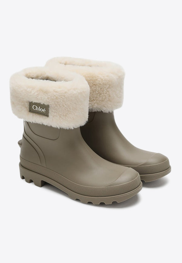 Chloé Kids Girls Vetiver Shearling Rubber Boots Green C20697-BPVC/R_CHLOE-65E