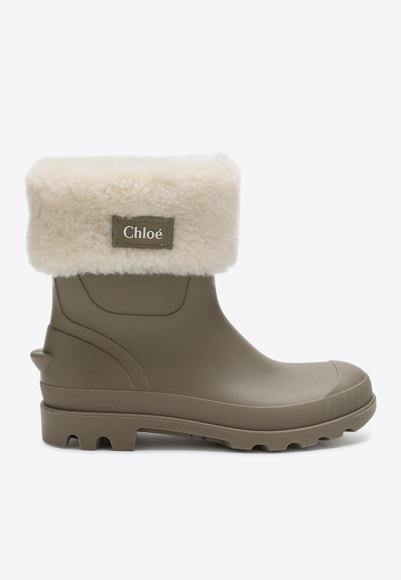 Chloé Kids Girls Shearling Rubber Boots Green C20697PVC/R_CHLOE-65E