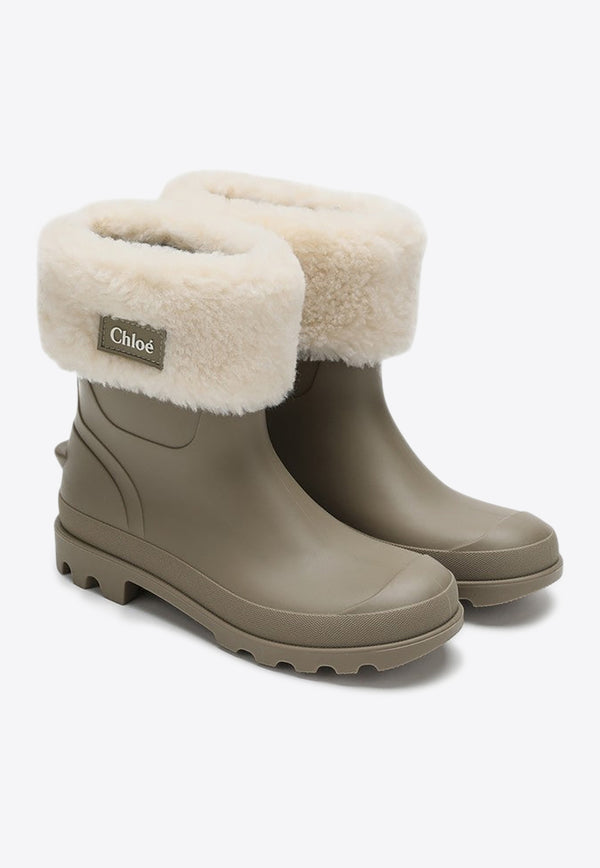 Chloé Kids Girls Shearling Rubber Boots Green C20697PVC/R_CHLOE-65E
